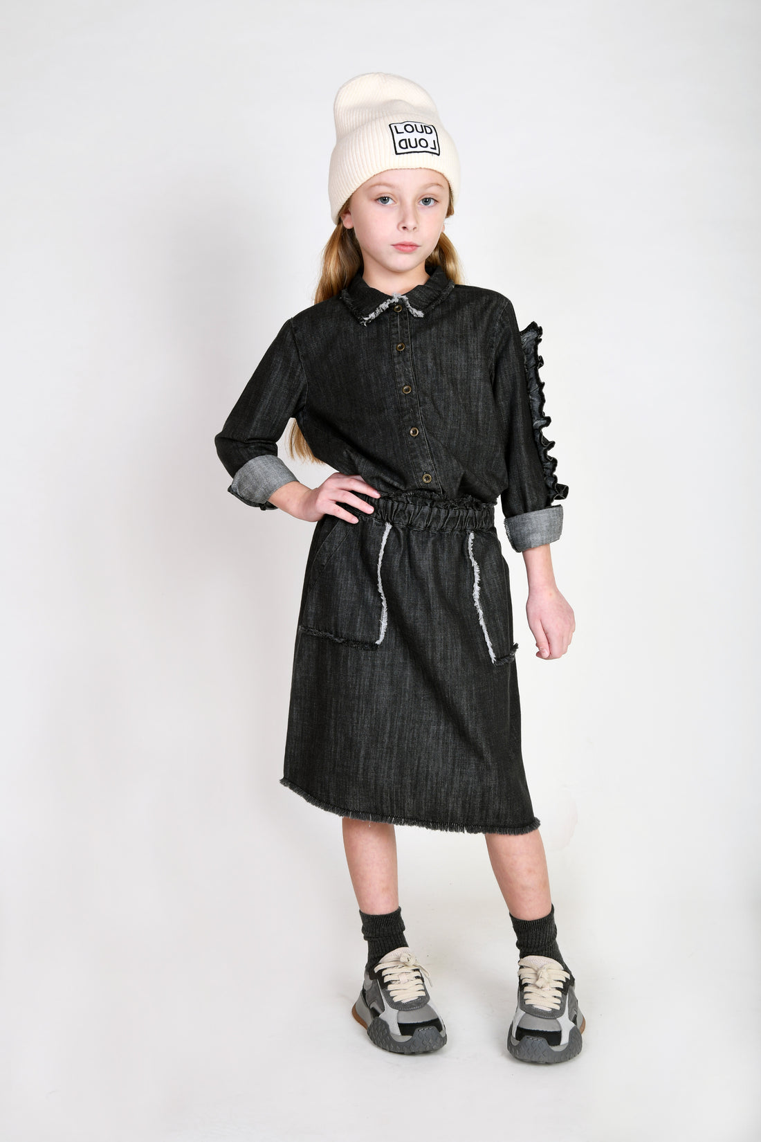 Loud Black Relax Raw Edge Skirt