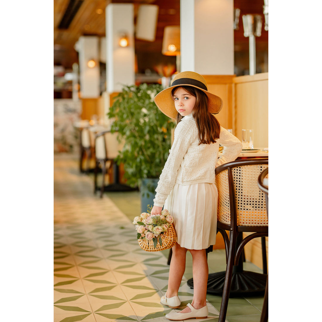 Coco Blanc Ivory Knit Pleated Skirt