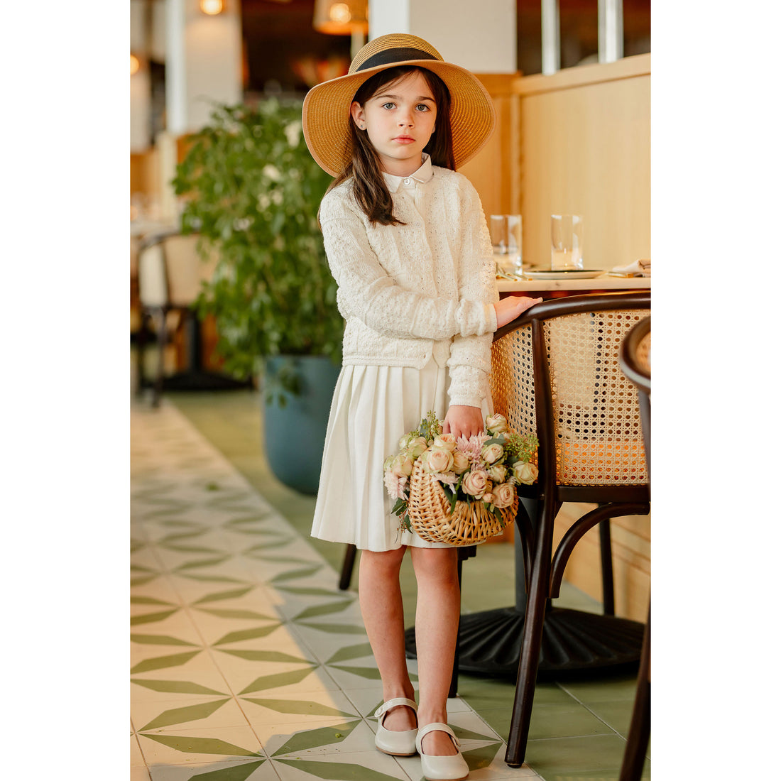 Coco Blanc Ivory Knit Pleated Skirt