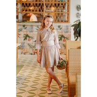 Coco Blanc Champagne Ruffle Collared Blouse