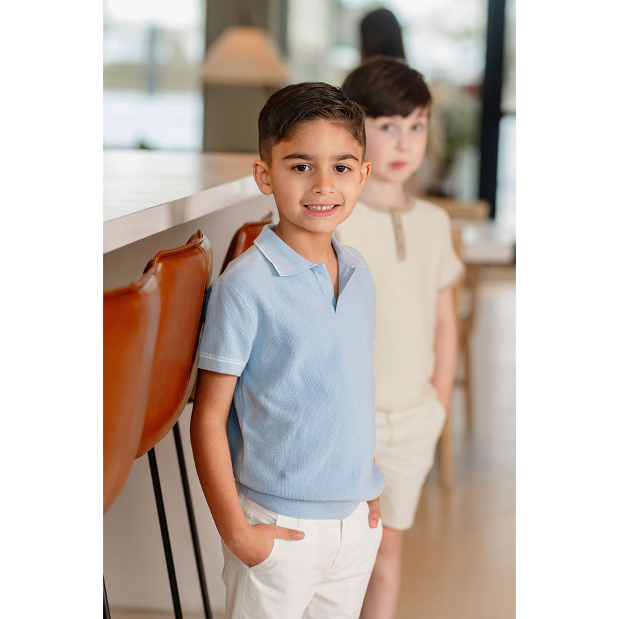 Coco Blanc Pale Blue Stitched Polo