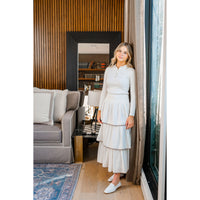 Coco Blanc Ivory/Taupe Trim Ruffled Skirt