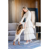 Coco Blanc Ivory/Taupe Trim Ruffled Skirt