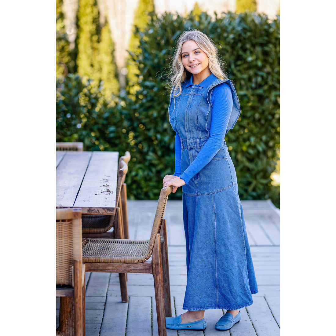 Coco Blanc Blue Denim Maxi Zipper Jumper