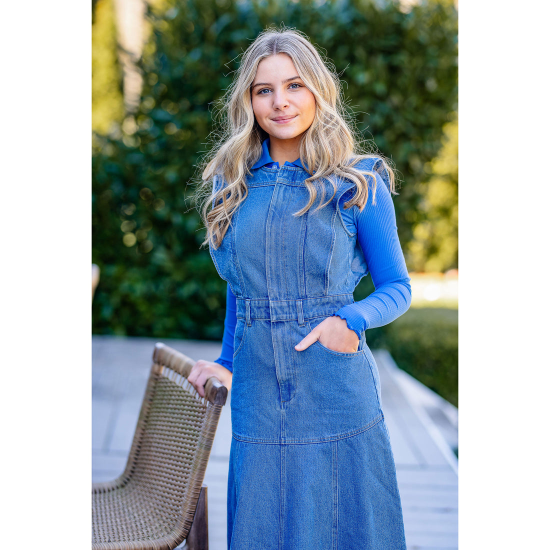Coco Blanc Blue Denim Maxi Zipper Jumper