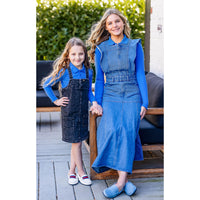 Coco Blanc Blue Denim Maxi Zipper Jumper