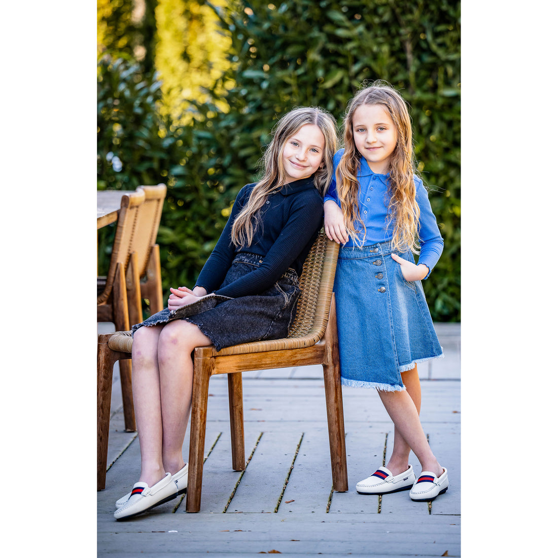 Coco Blanc Blue Denim Knee Length Skirt
