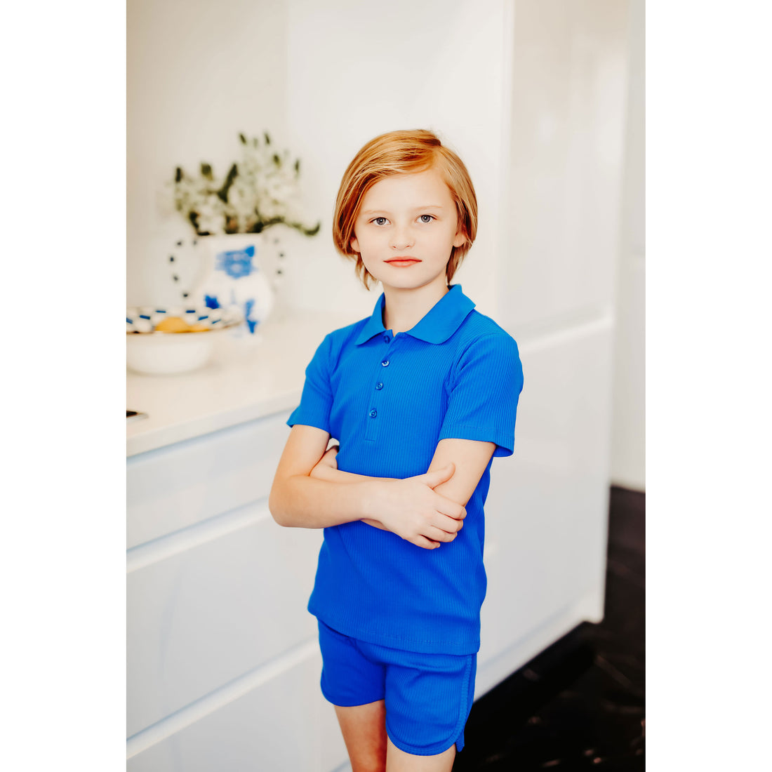 Coco Blanc Blue Ribbed Polo