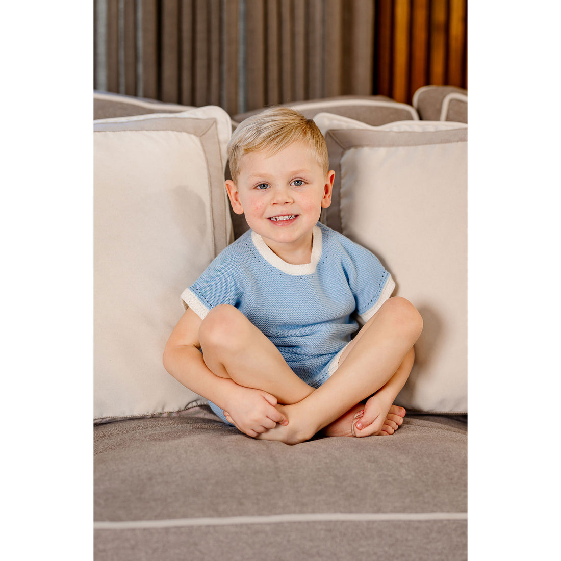 Coco Blanc Light Blue Knit Colorblock Set