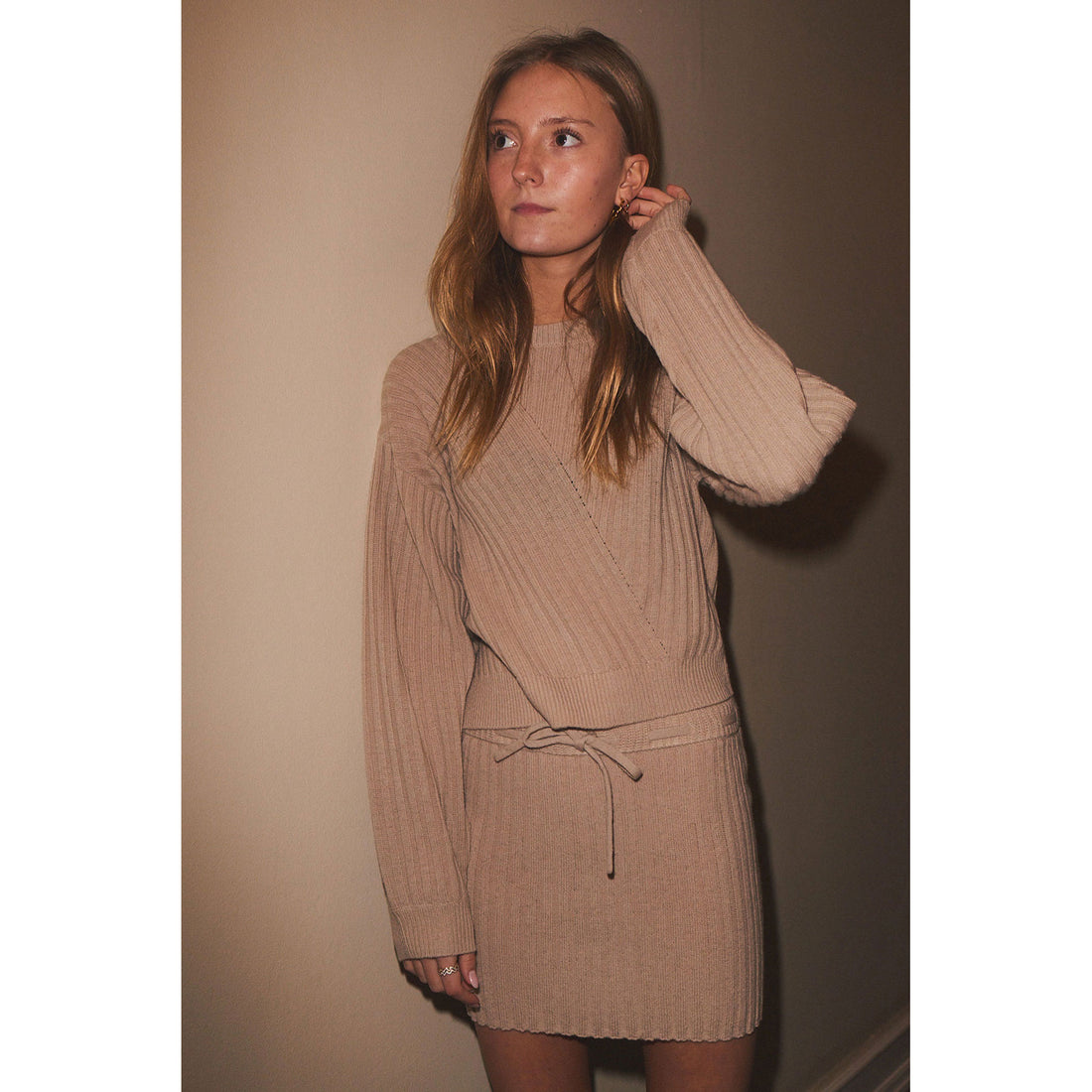 Designers Remix Tan Carmen Asymmetric Sweater