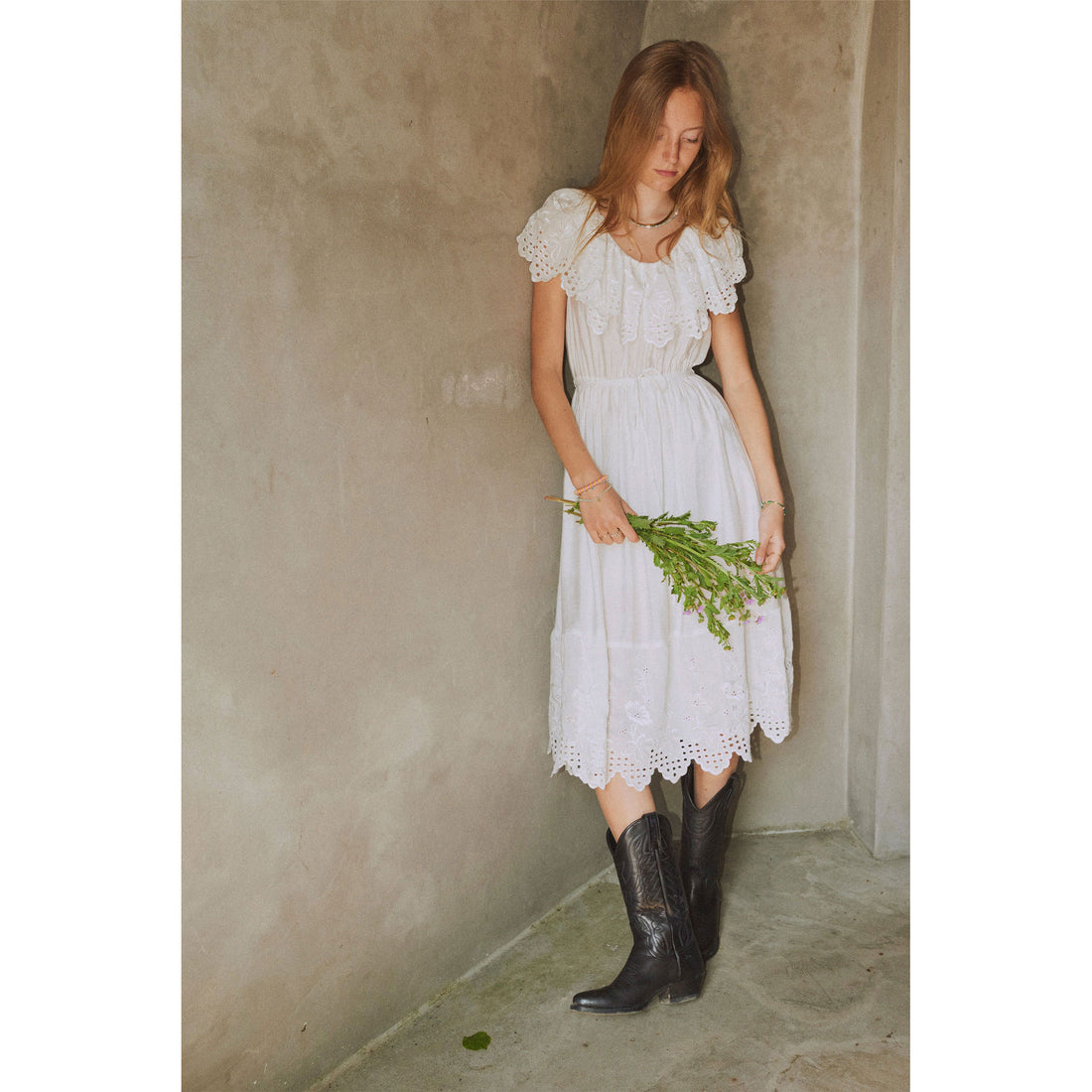 white christmas dresses Designers Remix Cream Vera Broderie Dress – Ladida