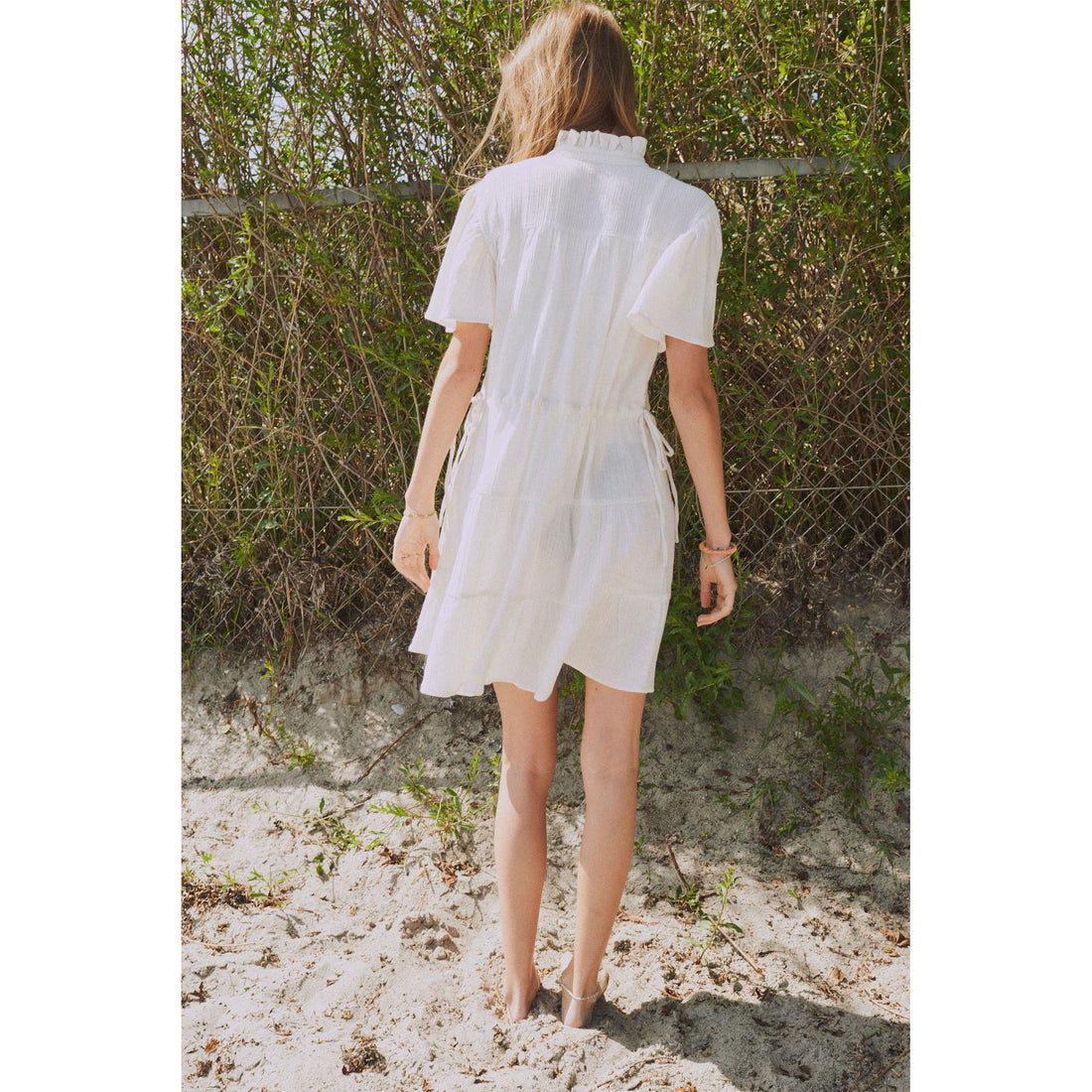 Designers Remix White Dress Designers Remix Dress Lisbon 18459 Creme Black  Dots