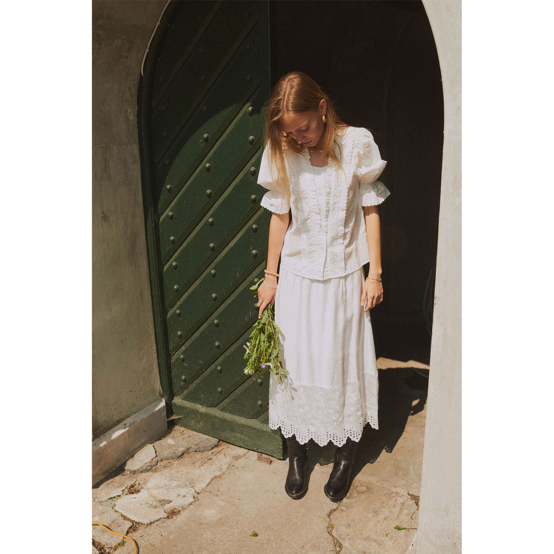 Designers Remix Cream Vera Broderie Skirt