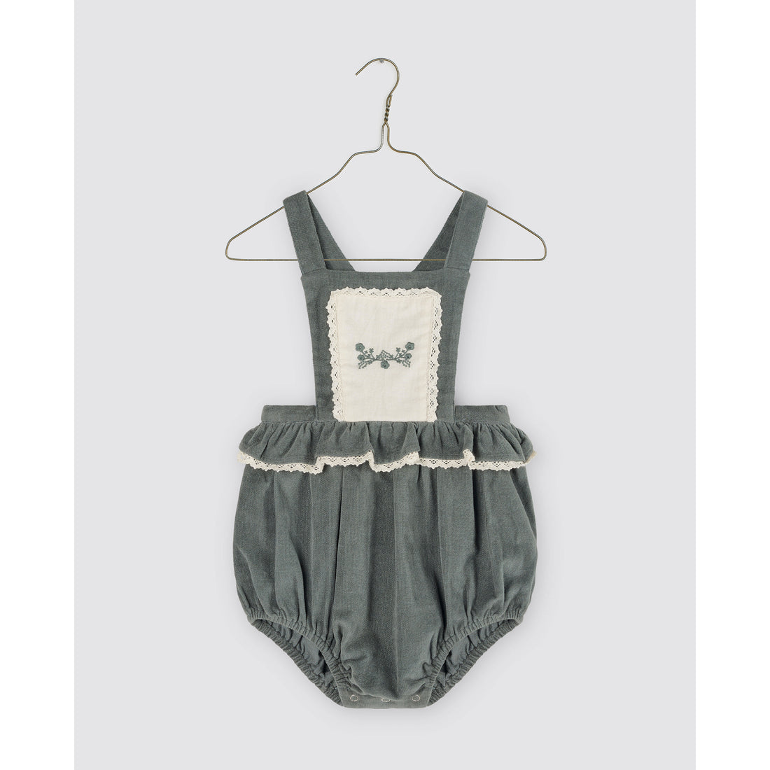 Little Cotton Clothes Blue Velvet Dhalia Romper
