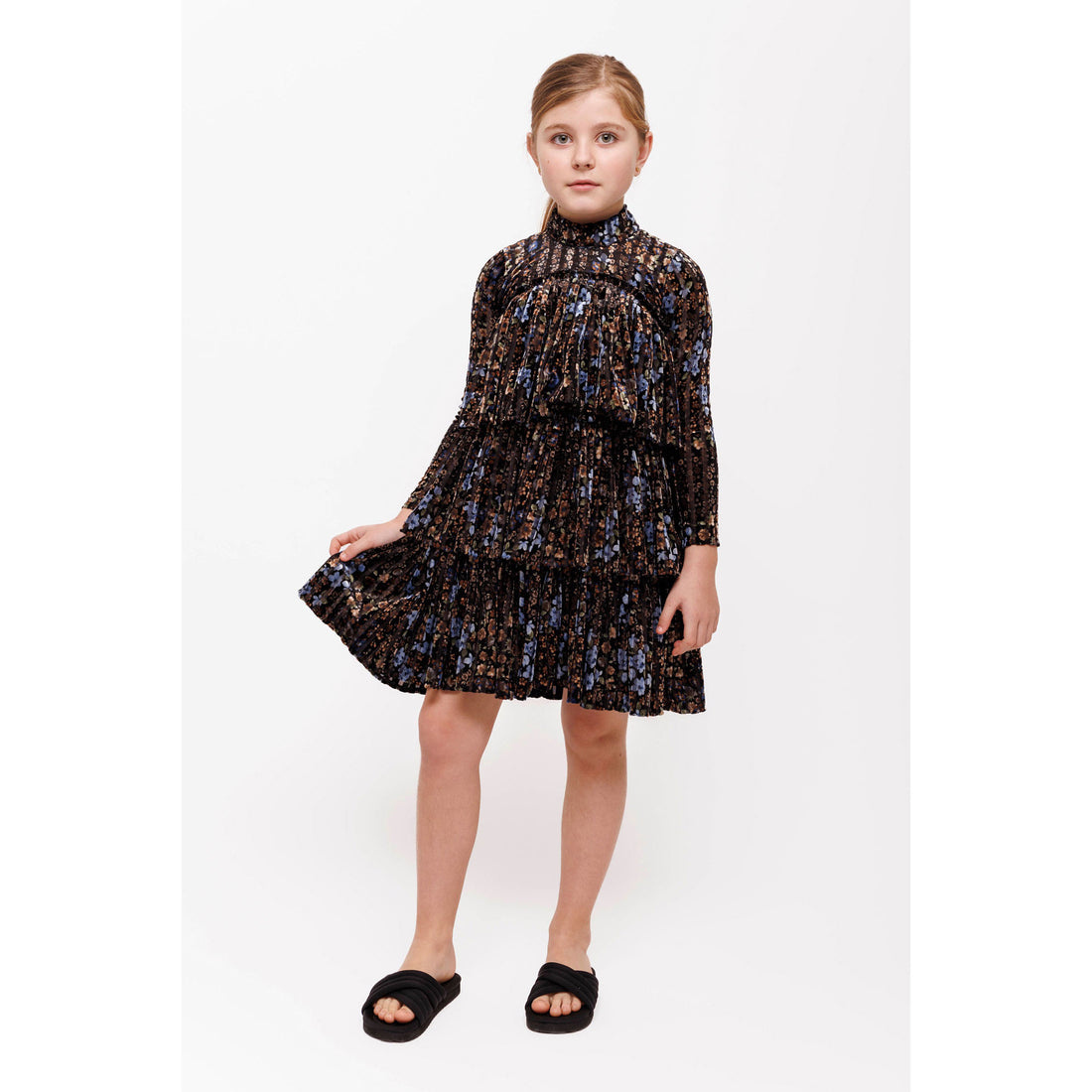 Olivia Rohde Black/Blue Floral Layered Dress