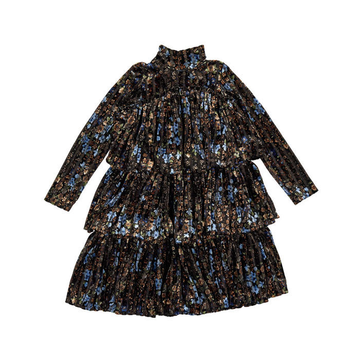 Olivia Rohde Black/Blue Floral Layered Dress