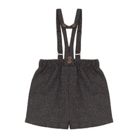 Calla Lili  Grey/Brown Suspenders Tweed Shorts