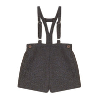 Calla Lili  Grey/Brown Suspenders Tweed Shorts