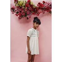 Emile et Ida Ecru Embroidered Smocked Dress