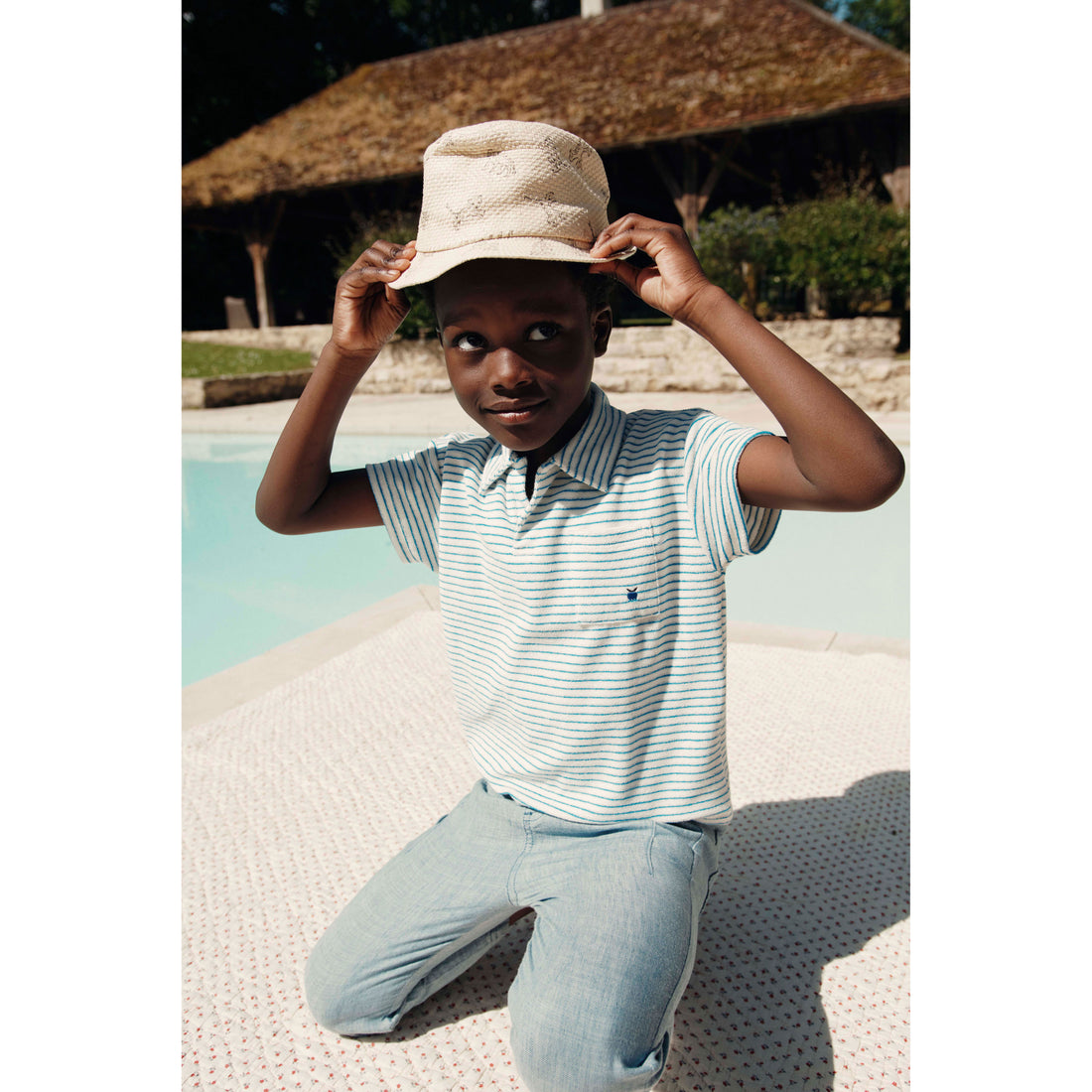 Emile et Ida Blue Striped Terry Polo