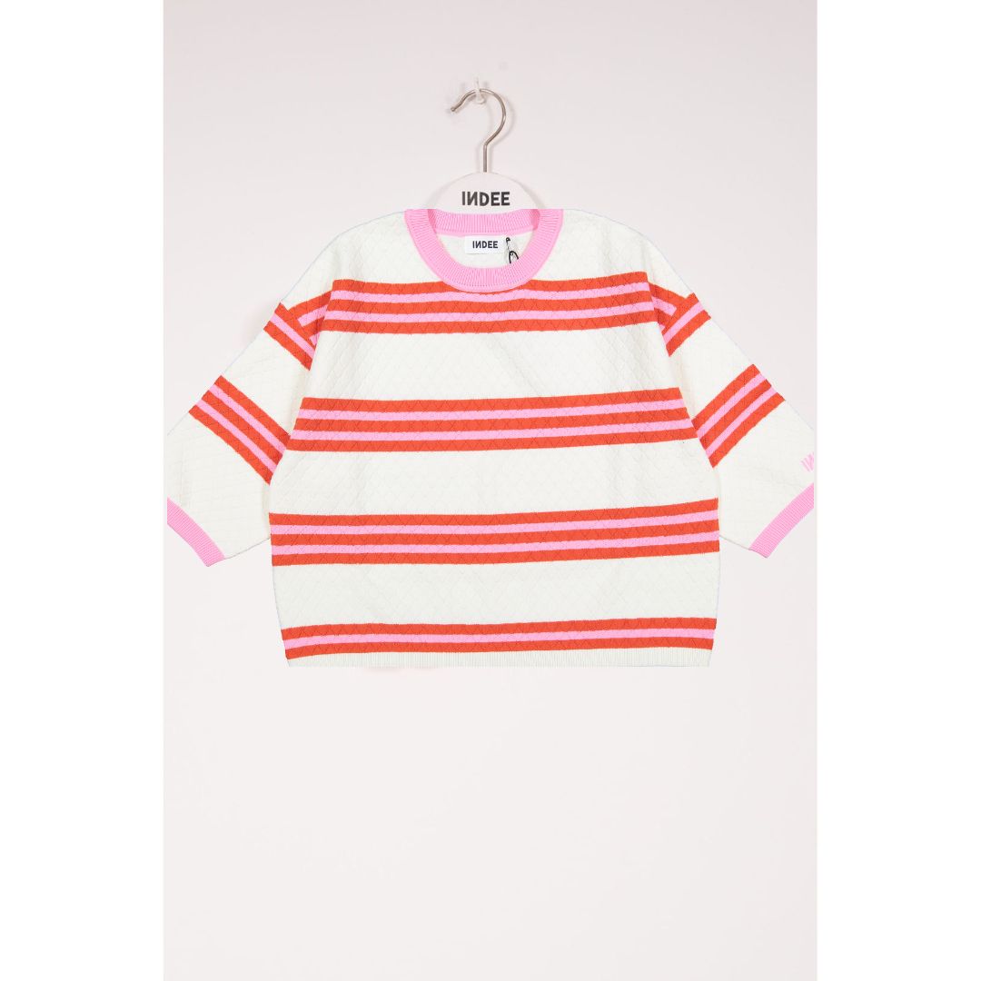 Indee Off White Stripe Velvet Pullover