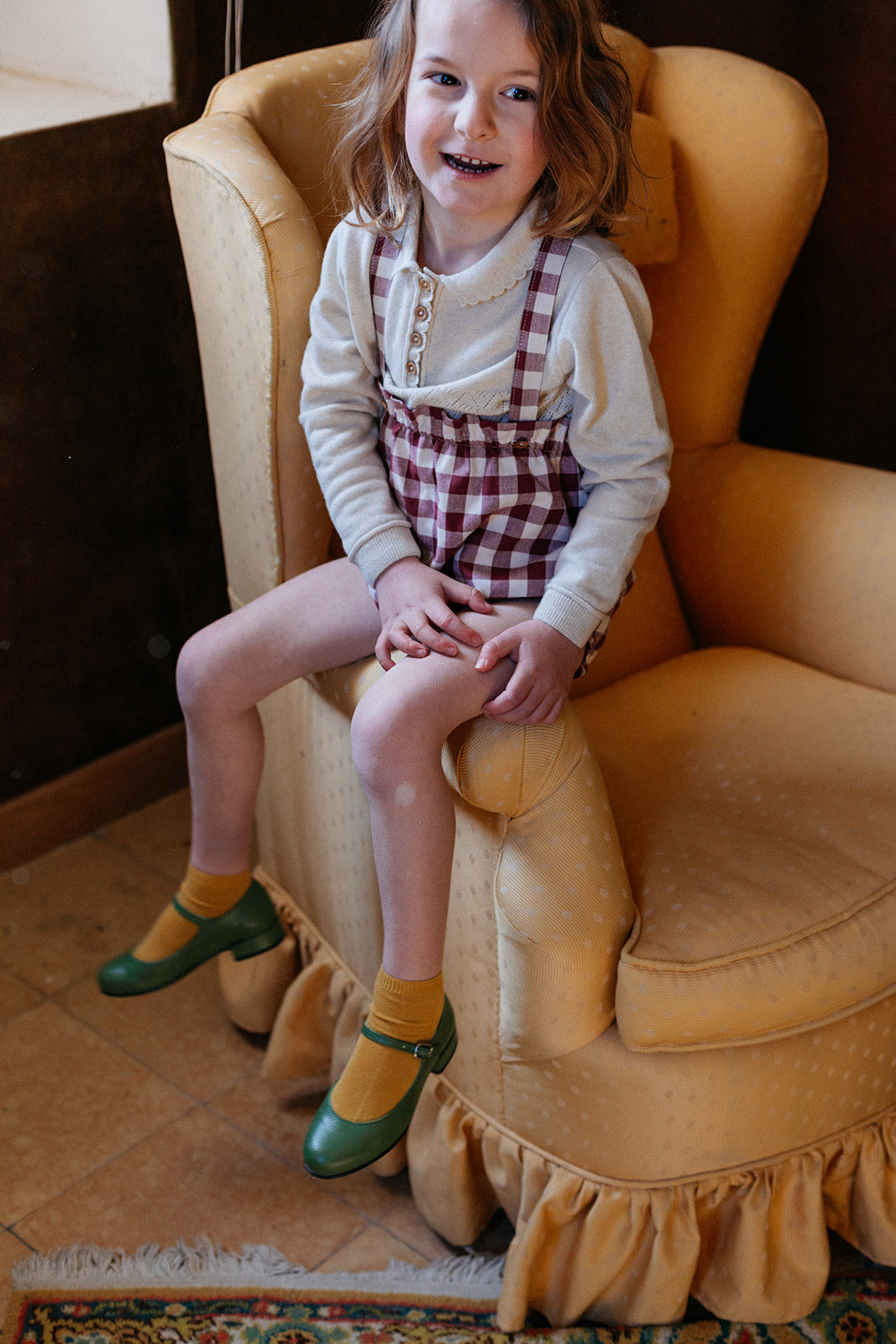 Birinit Maroon Gingham Straps Bloomer