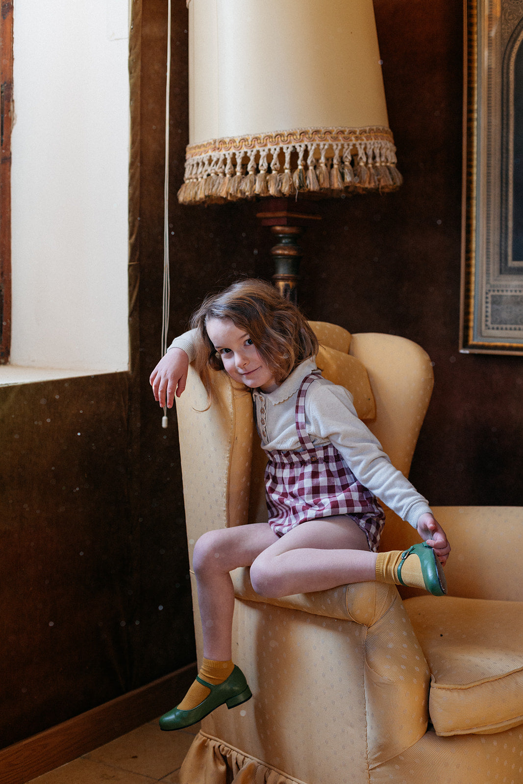 Birinit Maroon Gingham Straps Bloomer