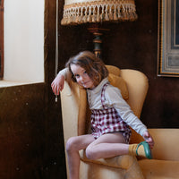 Birinit Maroon Gingham Straps Bloomer