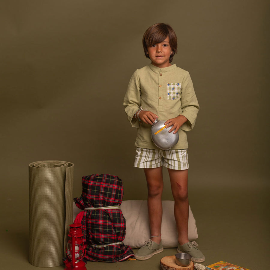 Birinit Pistachio Stripe Denim Short