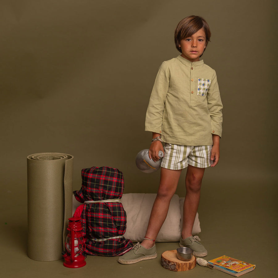 Birinit Pistachio Stripe Denim Short