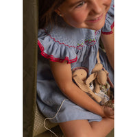 Birinit Blue Linen Embroidered Dress