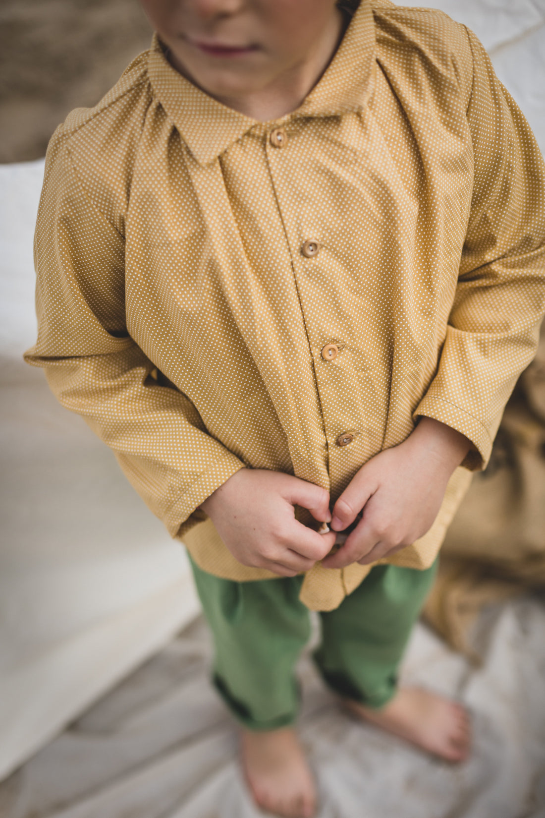Birinit Mustard Polka Dots Dali Shirt