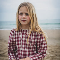 Birinit Maroon Gingham Dress