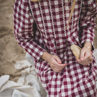 Birinit Maroon Gingham Dress