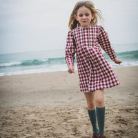 Birinit Maroon Gingham Dress