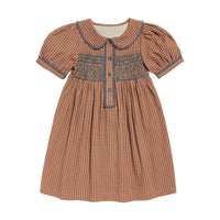 Little Cotton Clothes Tea Rose Tiny Check Elizabeth Dress