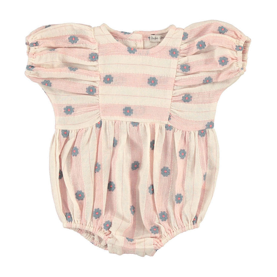 Bebe Organic Pink Petal Stripe Elwen Romper