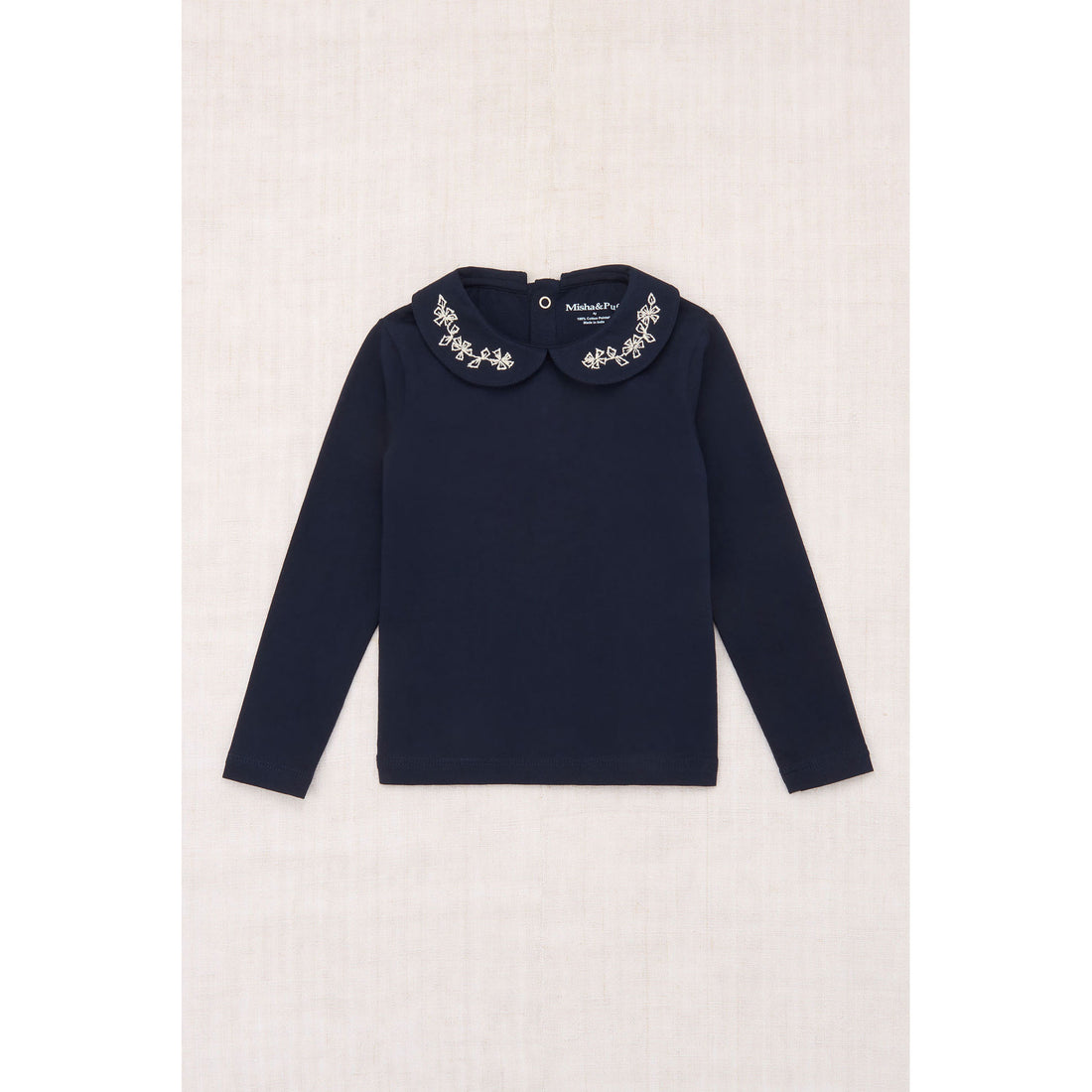 Misha and Puff  Ink Embroidered Peter Pan Top