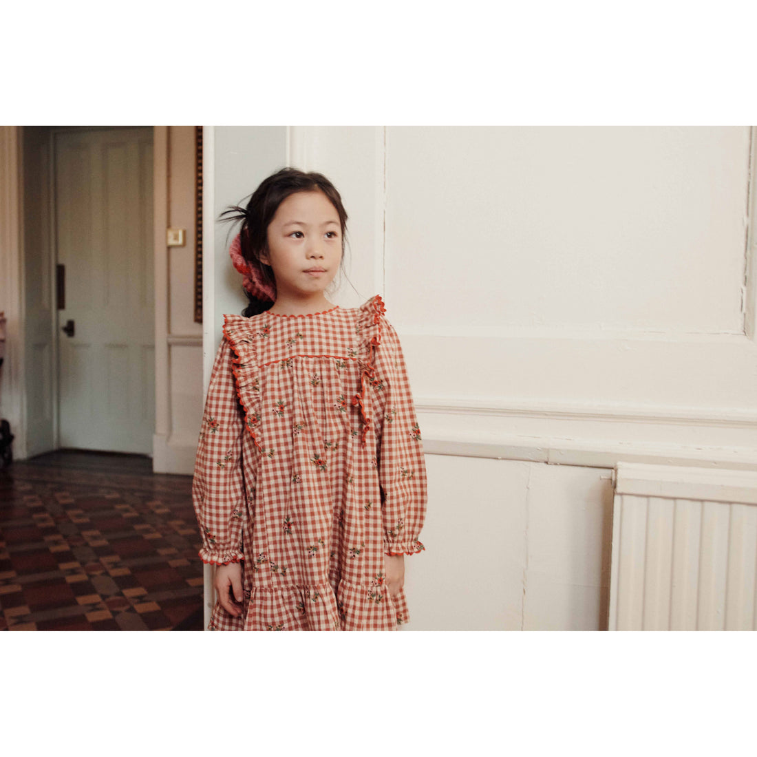 Emile et Ida Vichy Embroidery Frill Dress