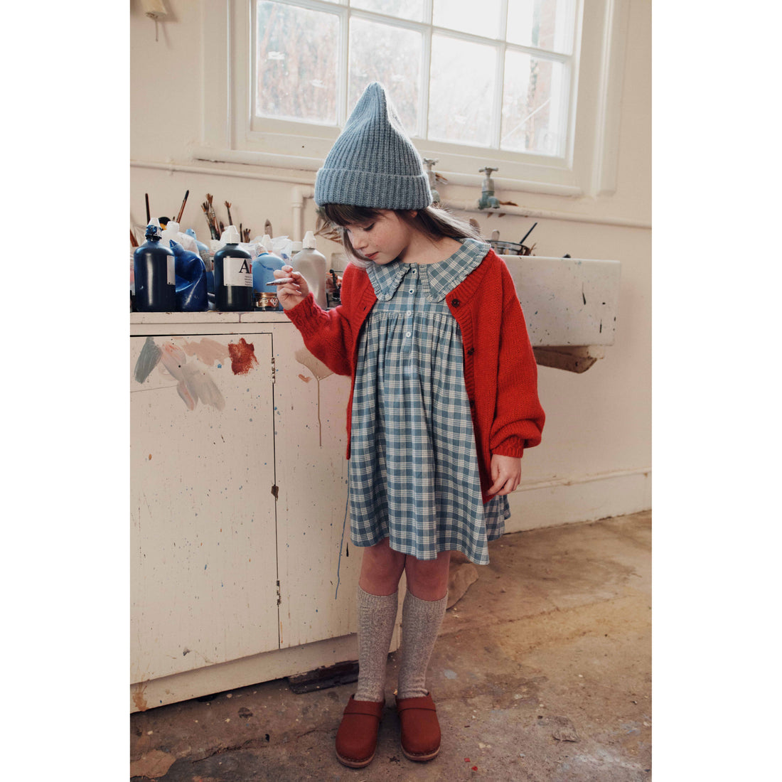 Emile et Ida Celestine Tiles Ruffle Collar Dress