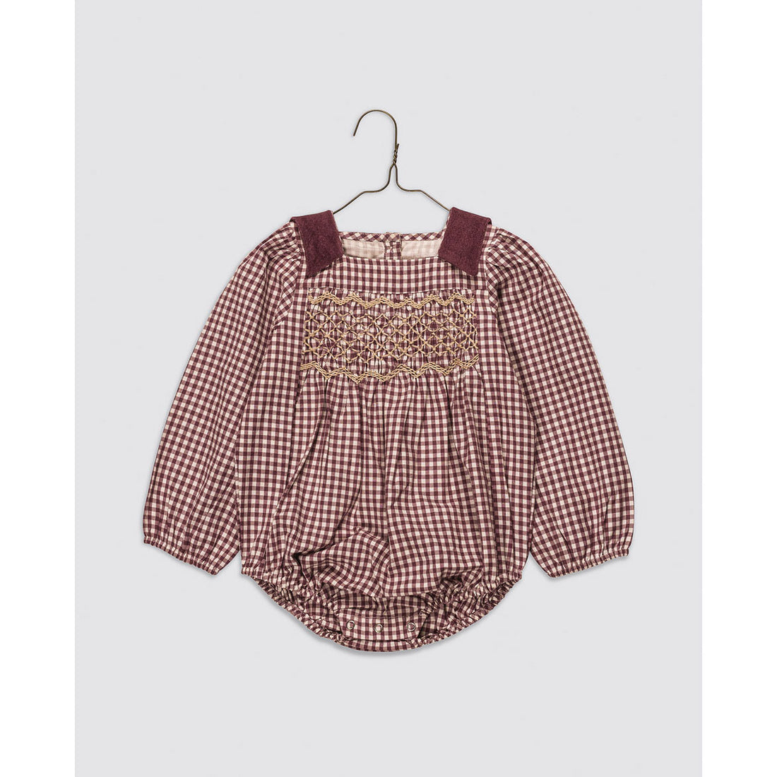 Little Cotton Clothes Sugarplum Check Emilie Romper