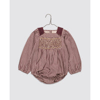 Little Cotton Clothes Sugarplum Check Emilie Romper