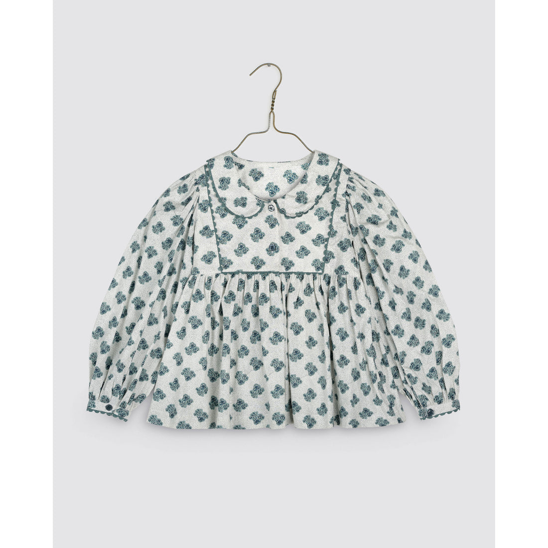 Little Cotton Clothes Hollyhock Floral Teal Blouse