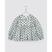 Little Cotton Clothes Hollyhock Floral Teal Blouse