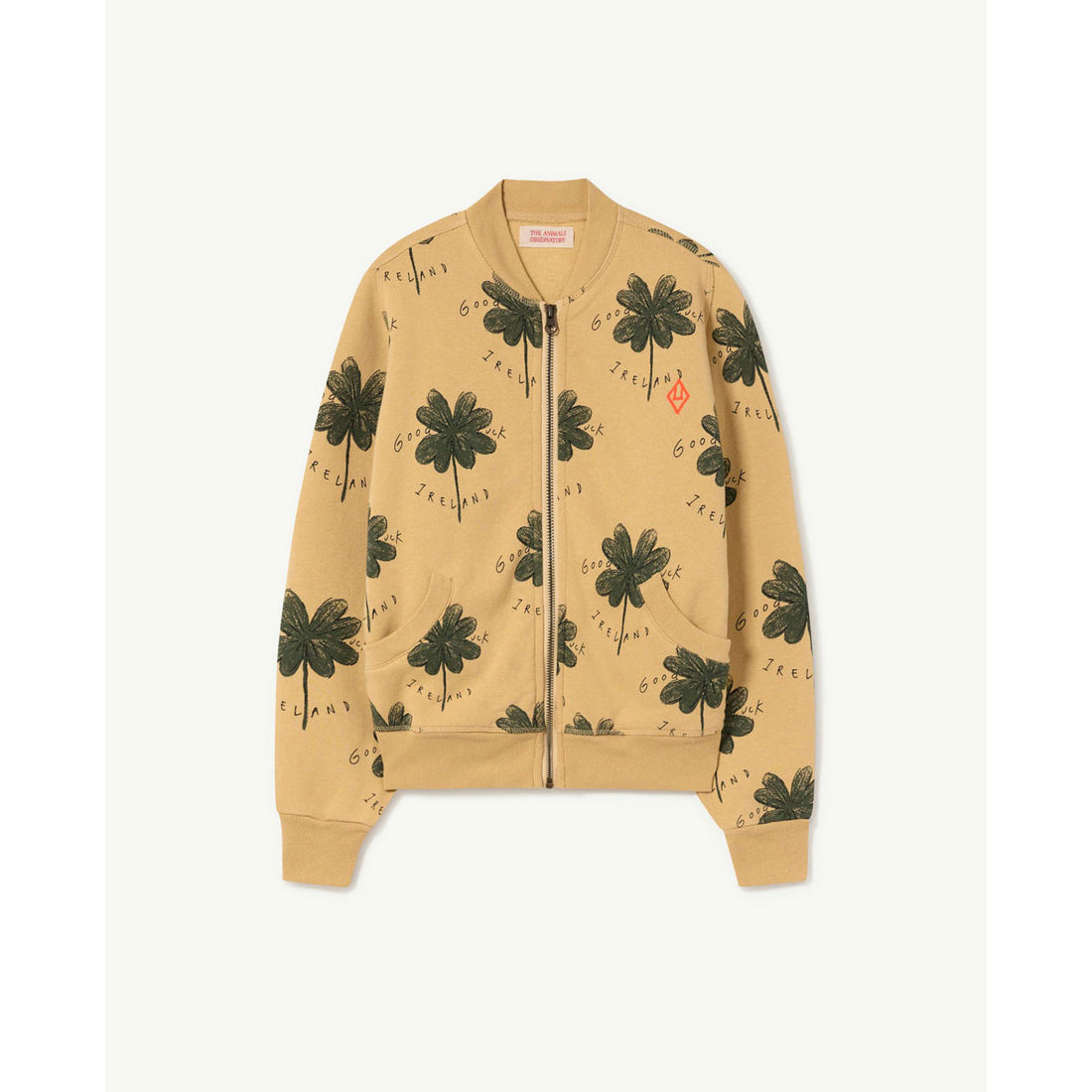 The Animals Observatory Brown Printed Zebra Zip Sweatshirt