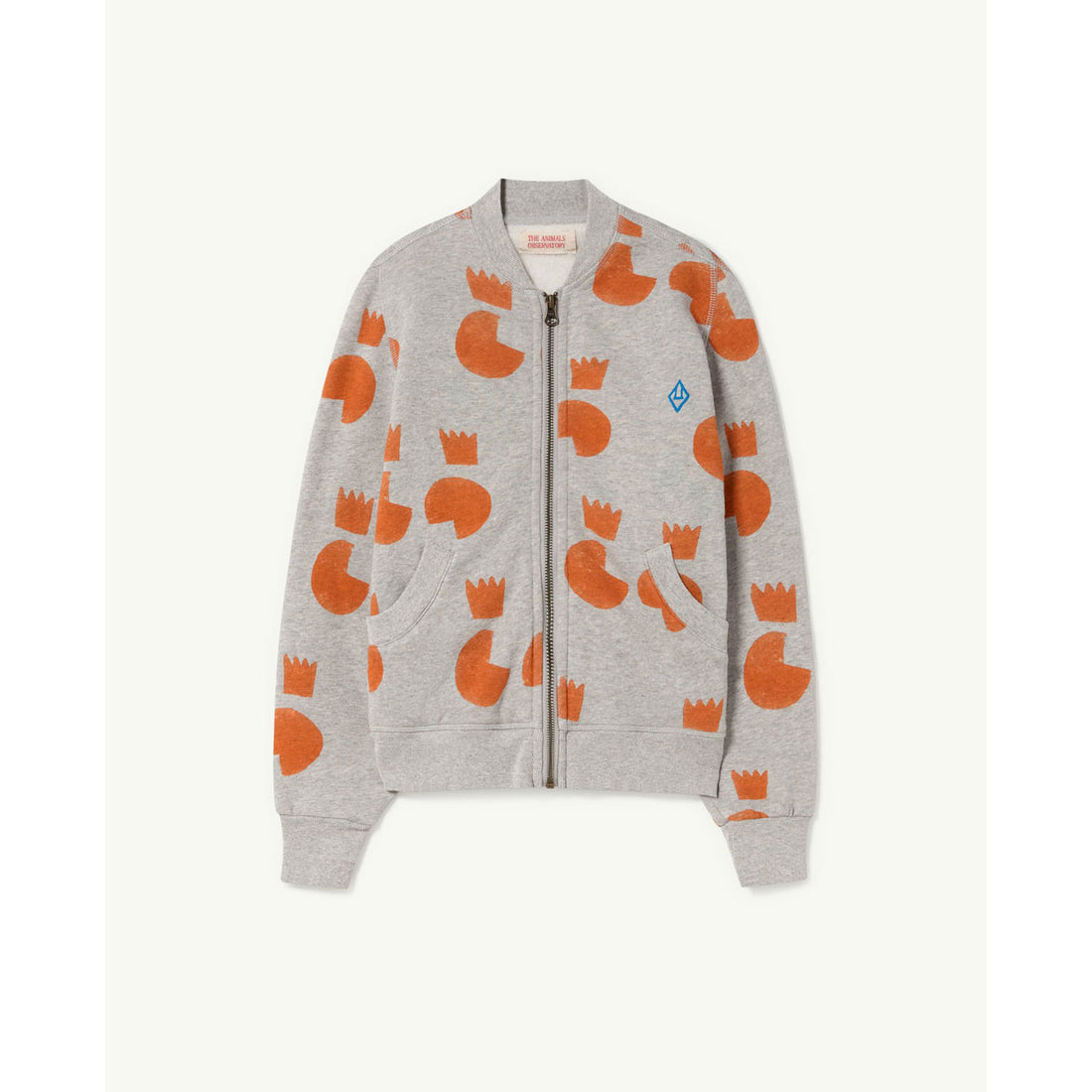 The Animals Observatory Grey Printed Zebra Zip Sweatshirt