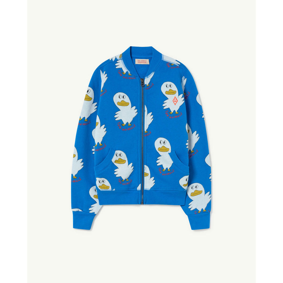 The Animals Observatory Blue Ducks Zebra Zip Sweatshirt