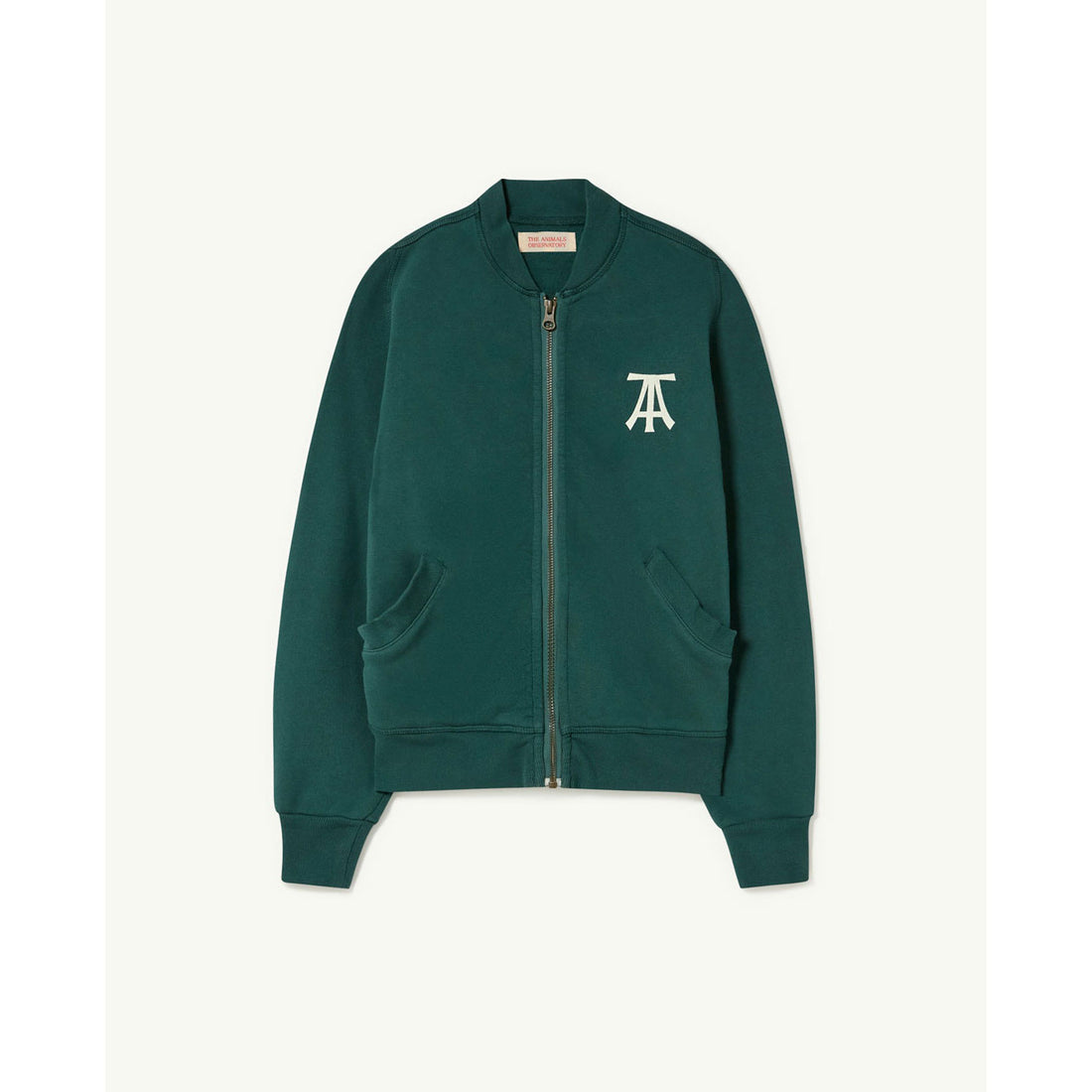 The Animals Observatory Dark Green Zebra Zip Sweatshirt