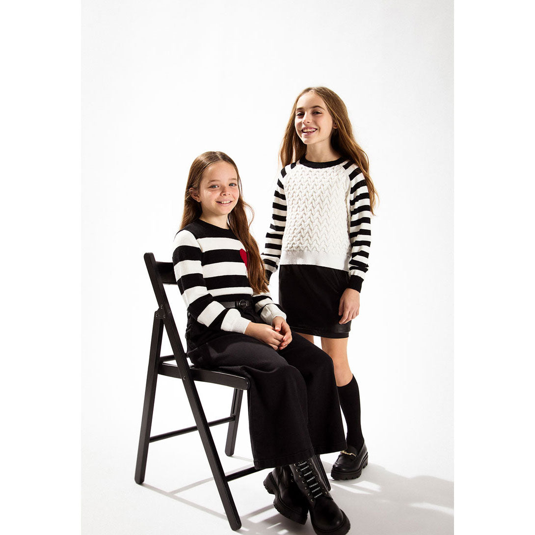 Twinset Riga Black/Snow Heart Knit Pullover