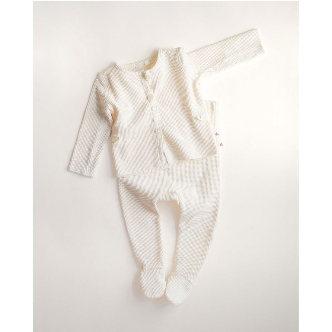 Ferne Ecru Waffle Footed Cardigan Set